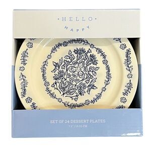 Hello Happy Hello Happy Set of 24 Blue Floral Dessert Plates 7.5" Summer Spring